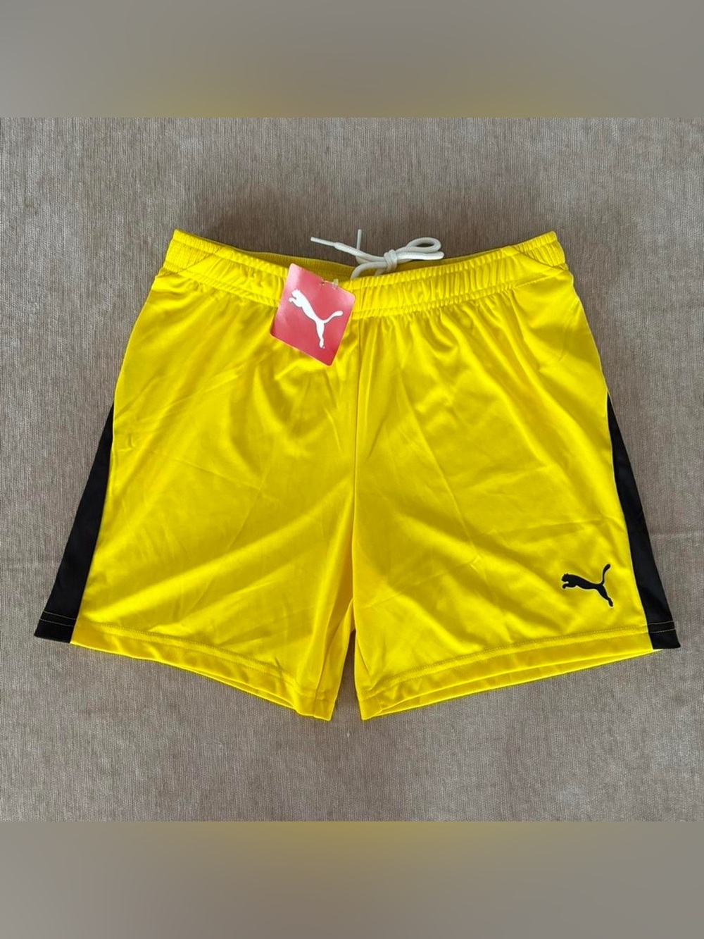Puma Women’s Liga Cyber Yellow Athletic Shorts with Black Panels - Size S NWT
